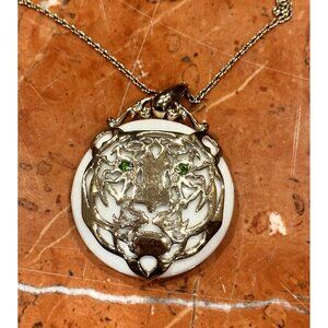 NH MICHAEL VALITUTTI STERLING SILVER .925 LION TIGER PENDANT NECKLACE EUC